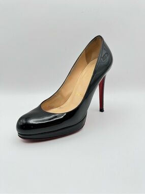 Christian Louboutin Black Patent Platform Pumps with Red Heel